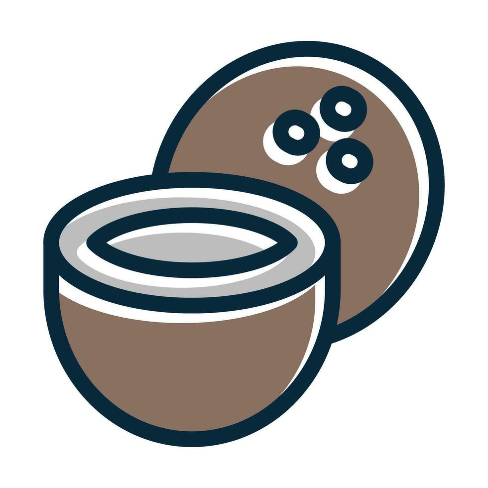 Coconut Vector Thick Line Filled Dark Colors