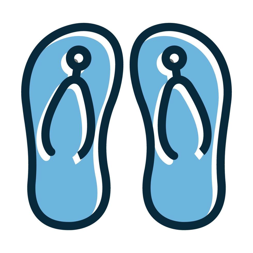 Flip Flop Vector Thick Line Filled Dark Colors