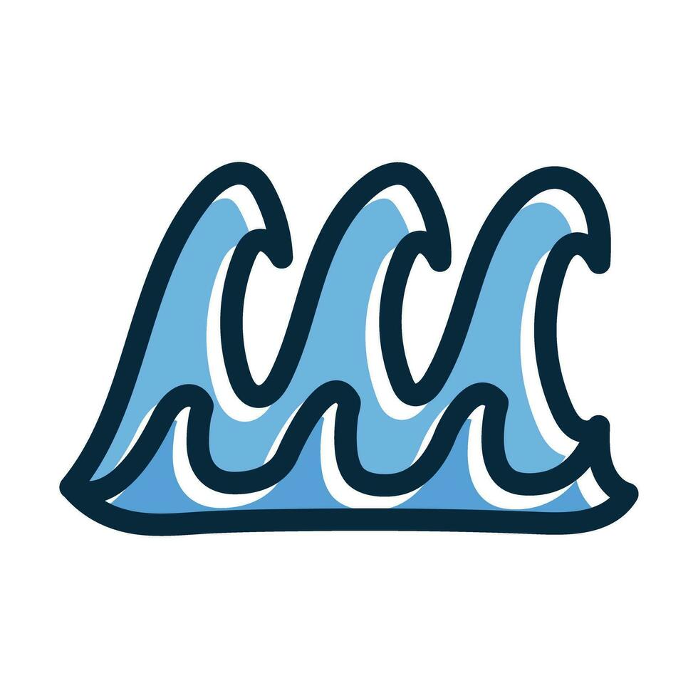 Waves Vector Thick Line Filled Dark Colors