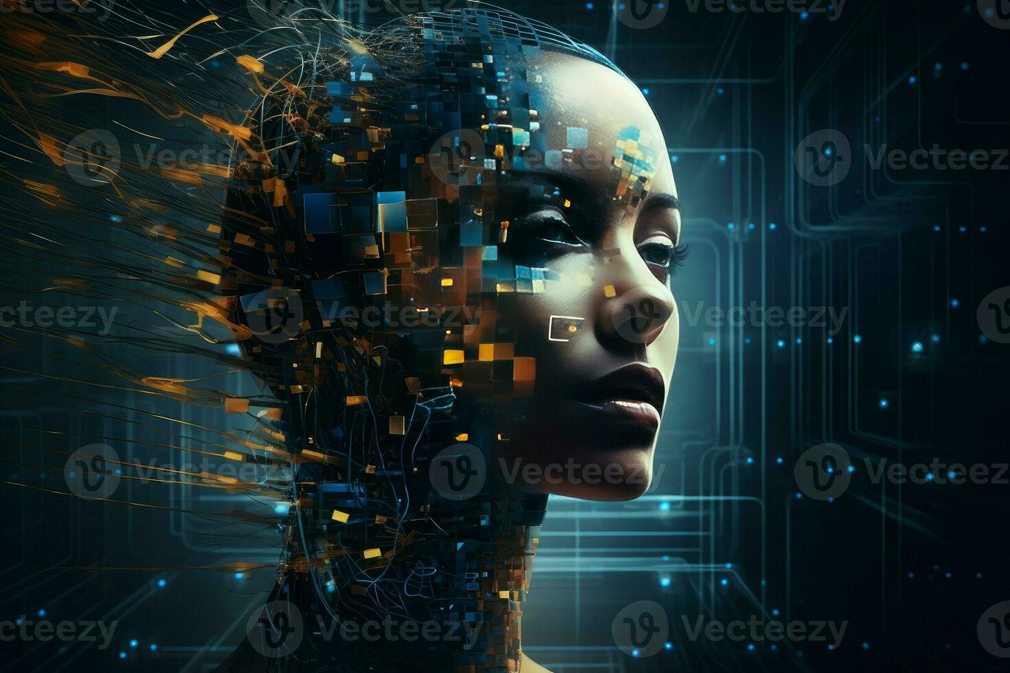 AI generated Futuristic High tech trophy. Generate Ai photo