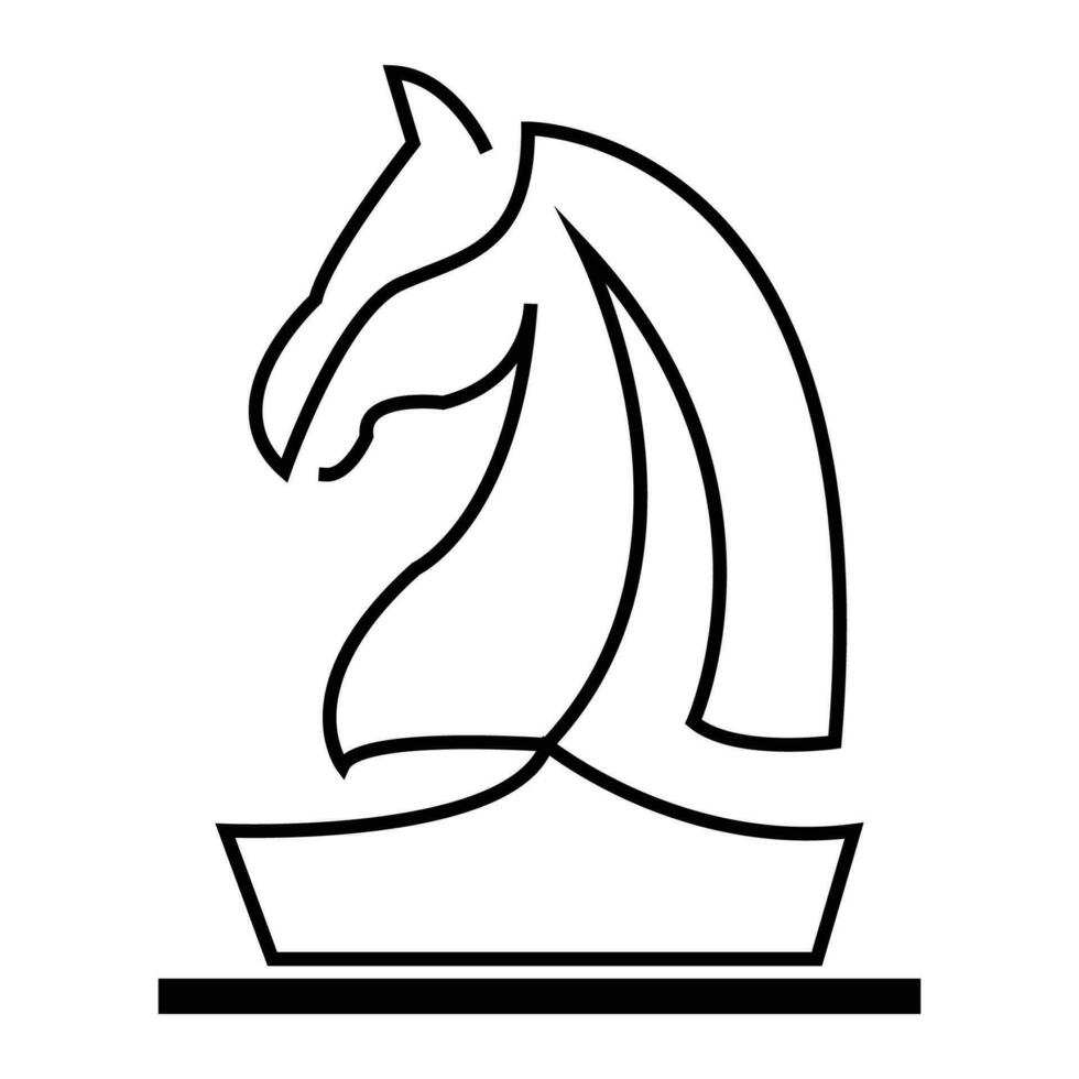 Chess Knight Line Art  Design vector