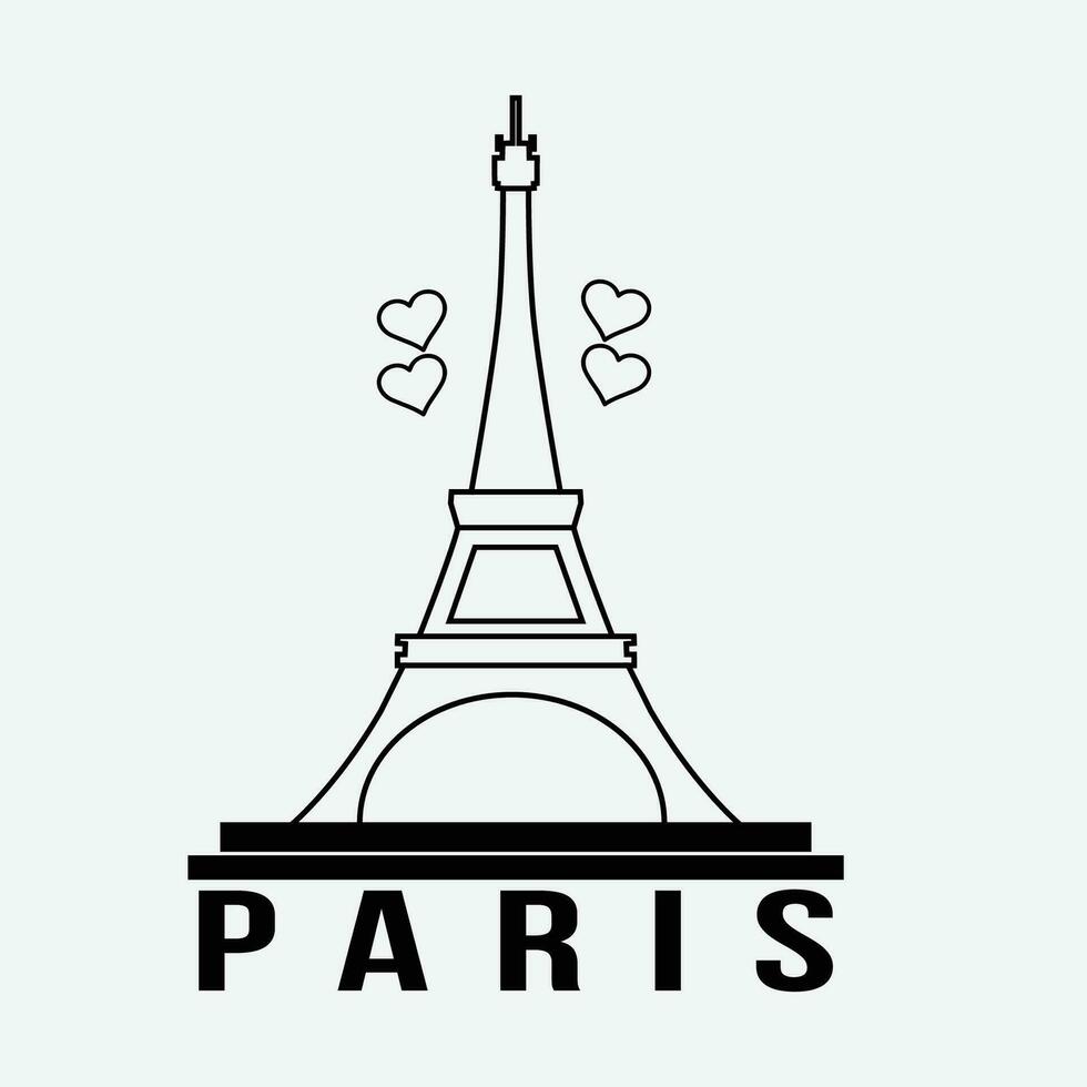 Paris Love LIne Art Design vector