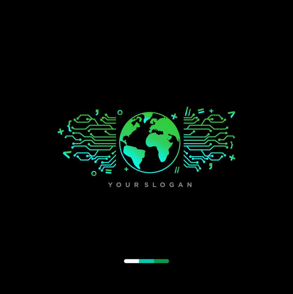 the logo for your e - mail is a circuit board with a globe vector
