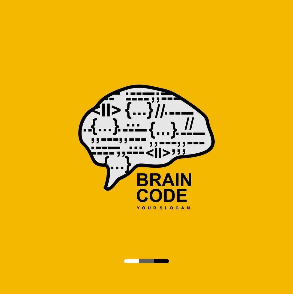 brain code logo with a yellow background vector