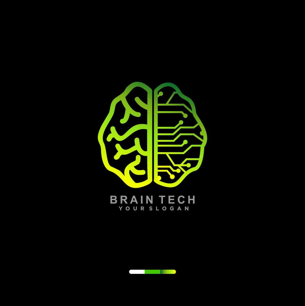 diseño de logotipo de tecnología cerebral vector