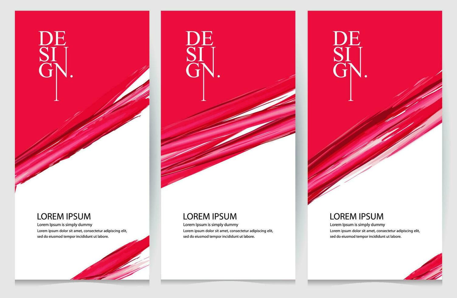 three vertical banners with red paint strokes vector