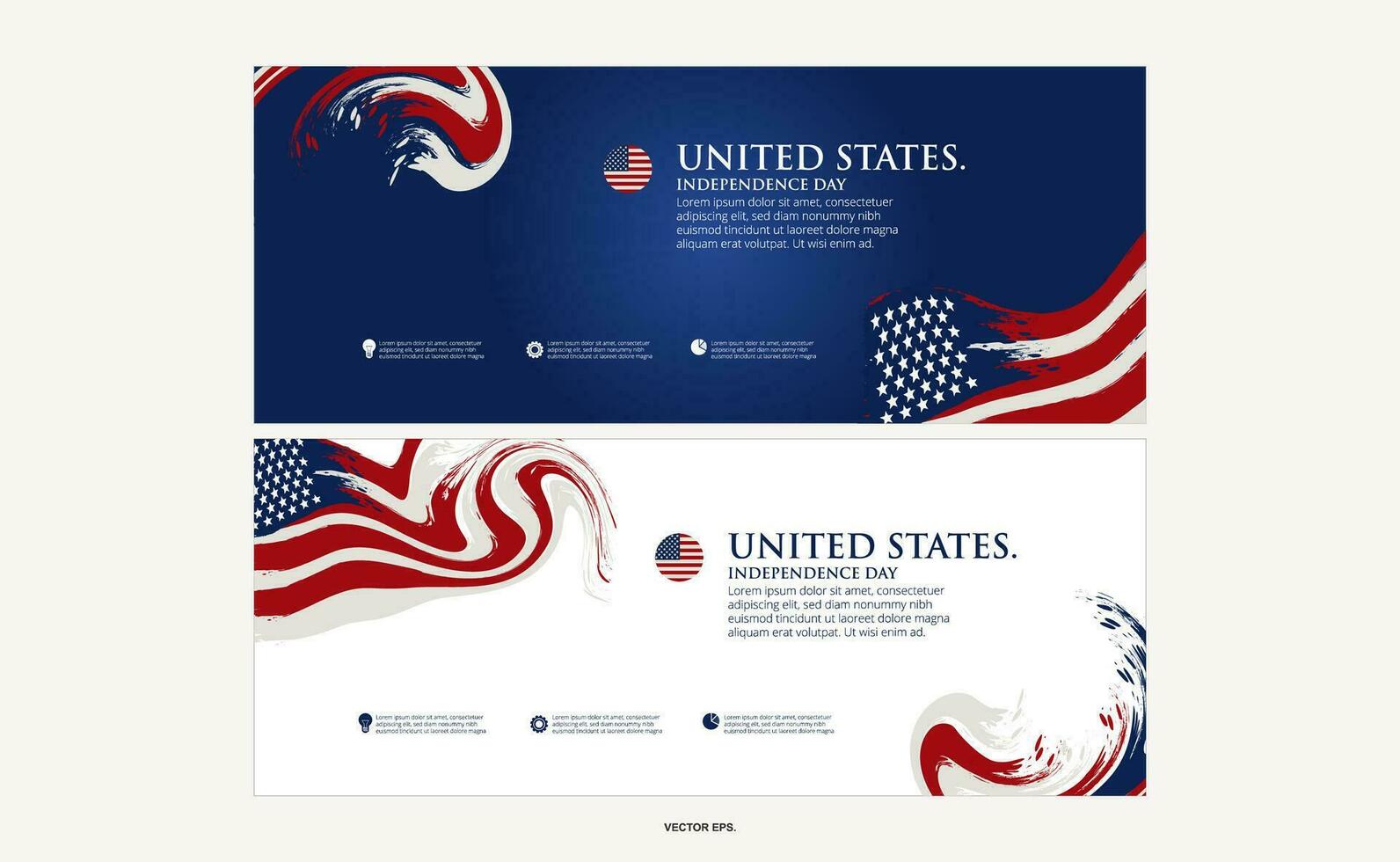 a set of two american flags on a white background vector