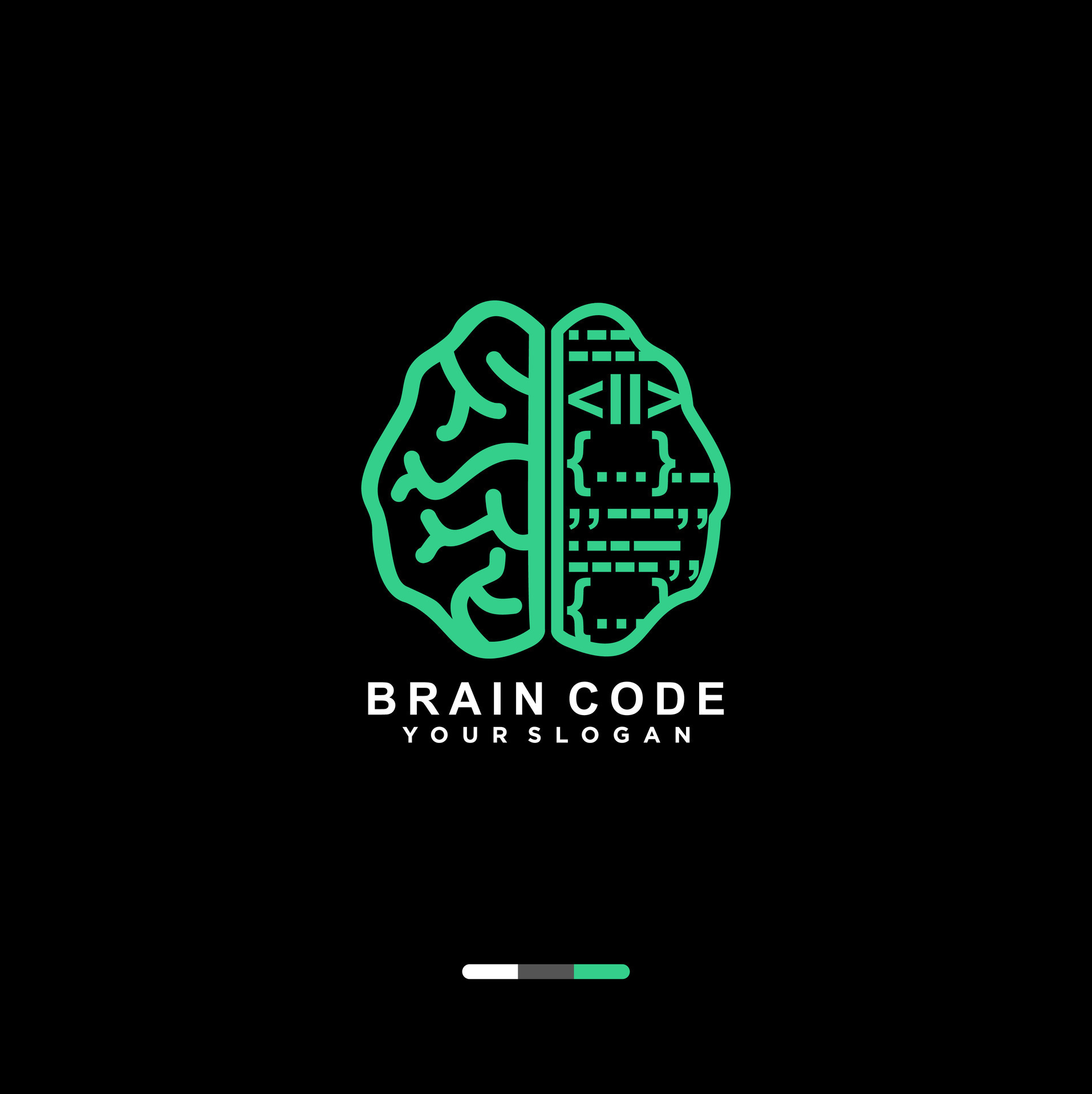 the brain code logo, with a green and black background 34796721 Vector Art at Vecteezy