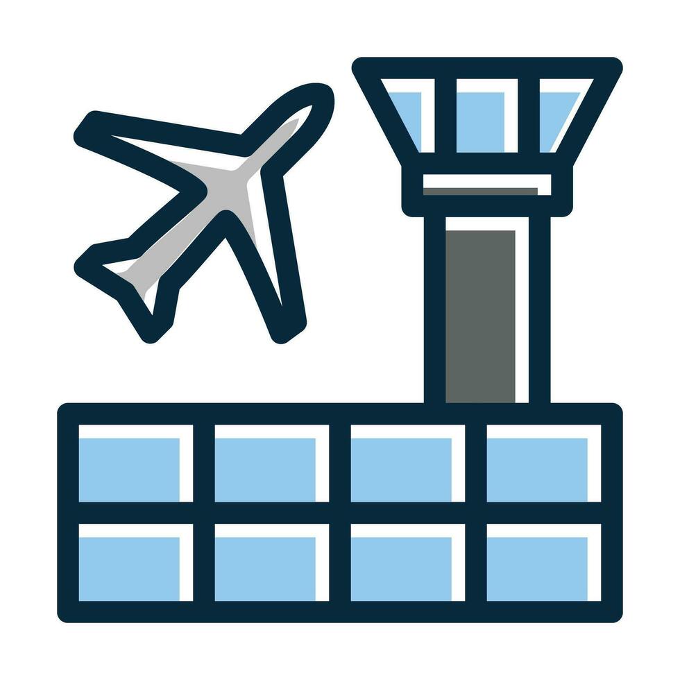 Airport Vector Thick Line Filled Dark Colors