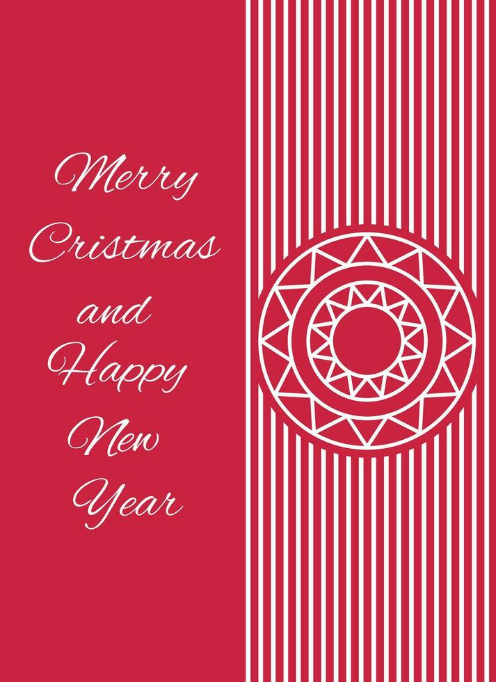 Vector illustration of a greeting card in festive red color. Christmas and New Year.