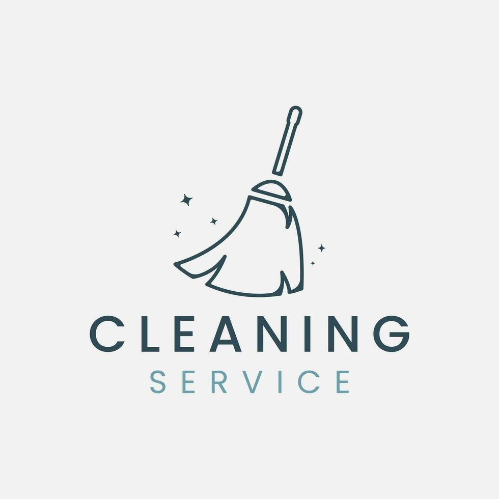 cleaning service line art logo vector minimalist  illustration template design