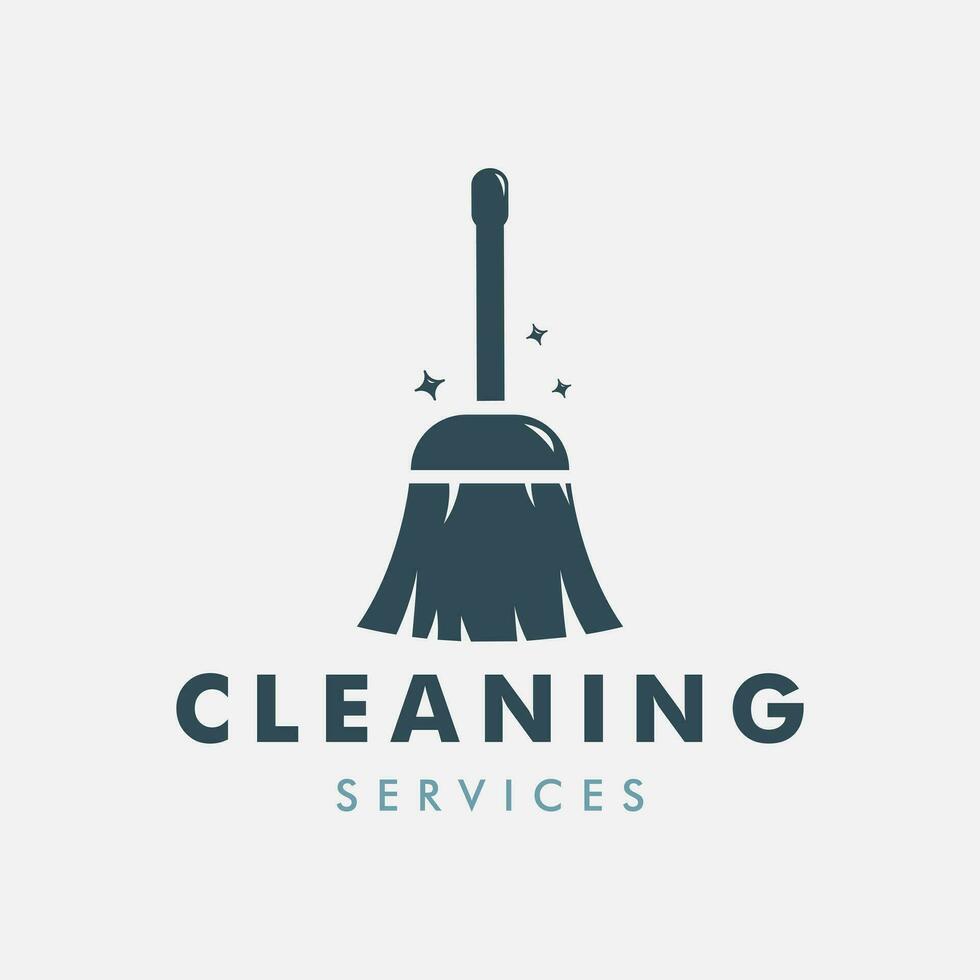 cleaning commercial logo vector vintage silhouette illustration template design