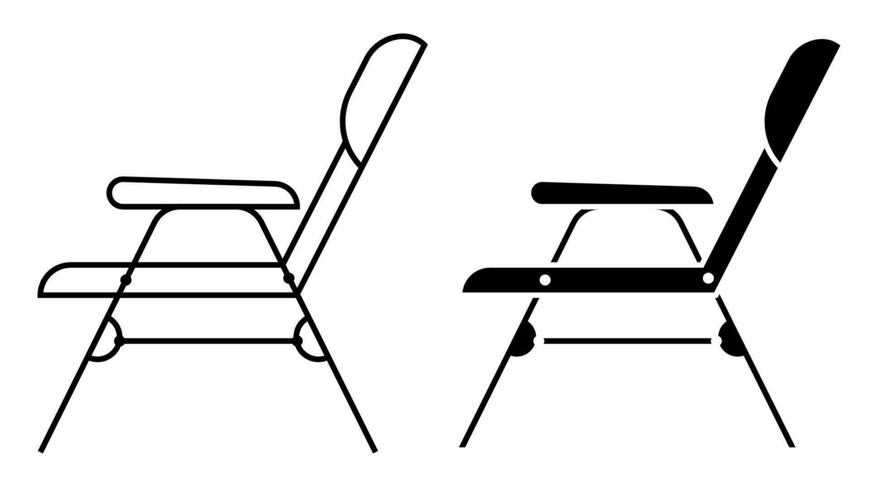 summer lounger icon. Lounge chair on beach. Sunbathing by sea. Simple black and white vector