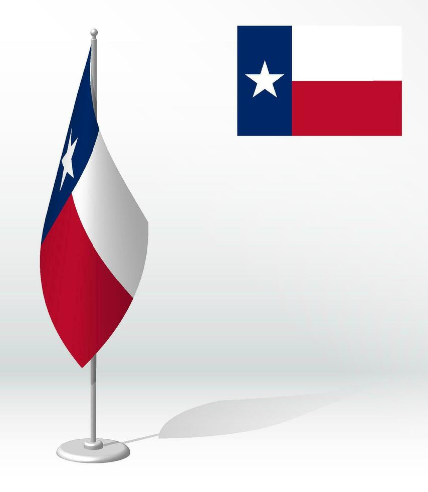 bandera de americano estado de Texas en asta de bandera para registro de solemne evento, reunión exterior huéspedes. día de estado de Texas. realista 3d vector en blanco