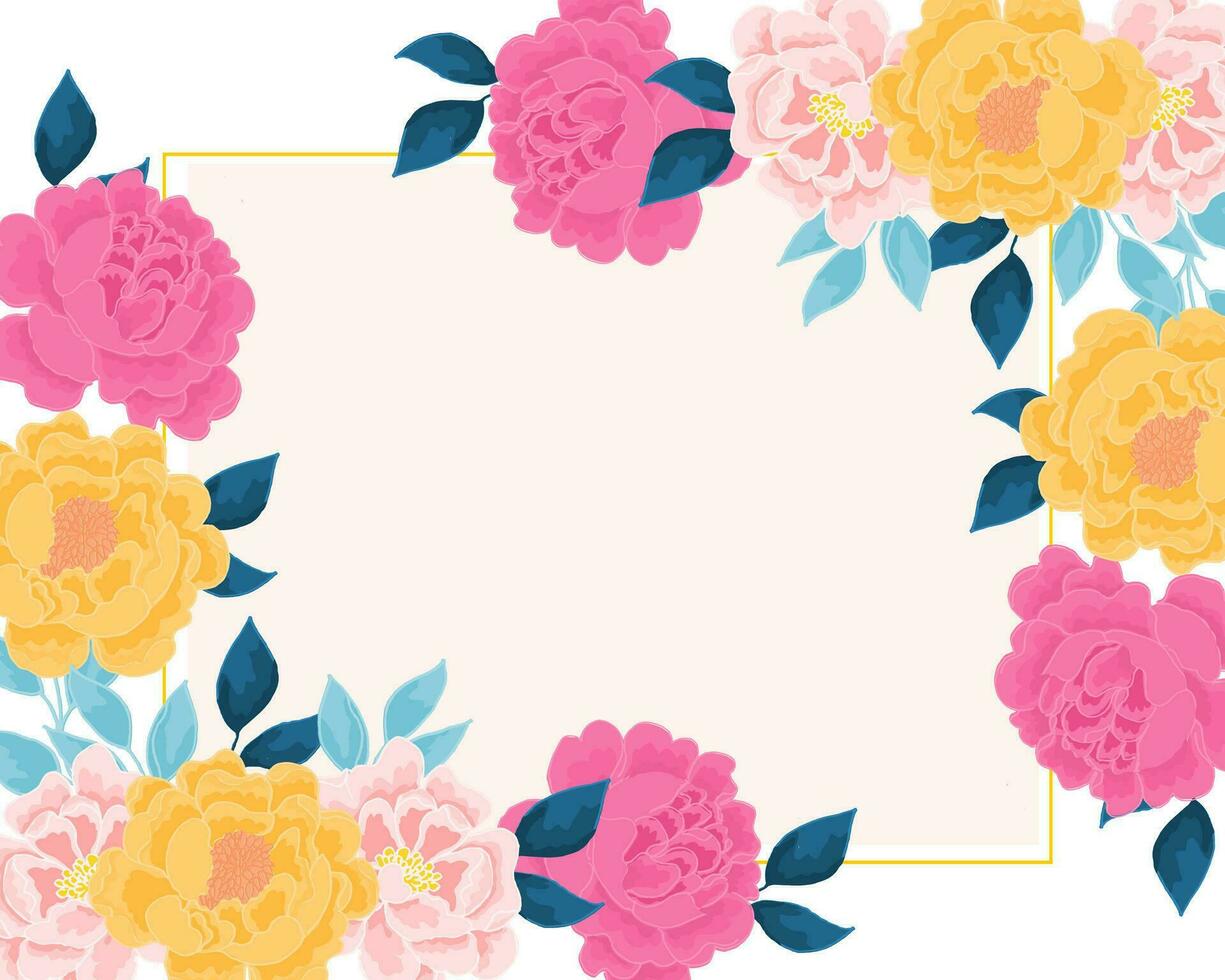 Vintage Rose Hand Drawn Flower Border vector