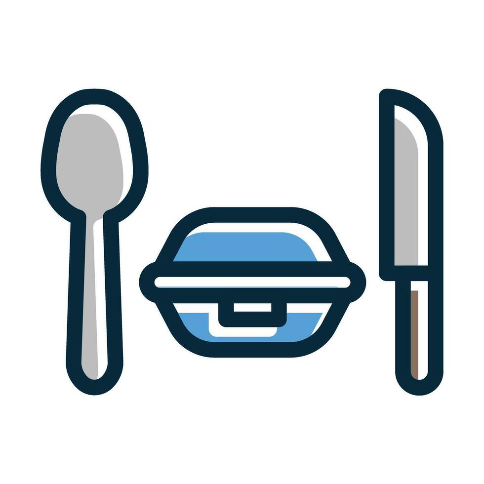 Lunchbox Vector Thick Line Filled Dark Colors