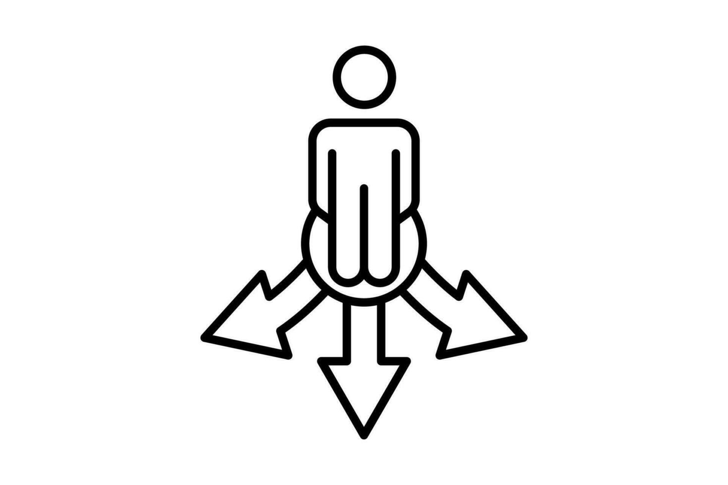 lost direction icon. human scratching head and arrow. icon related to confusion. line icon style. simple vector design editable