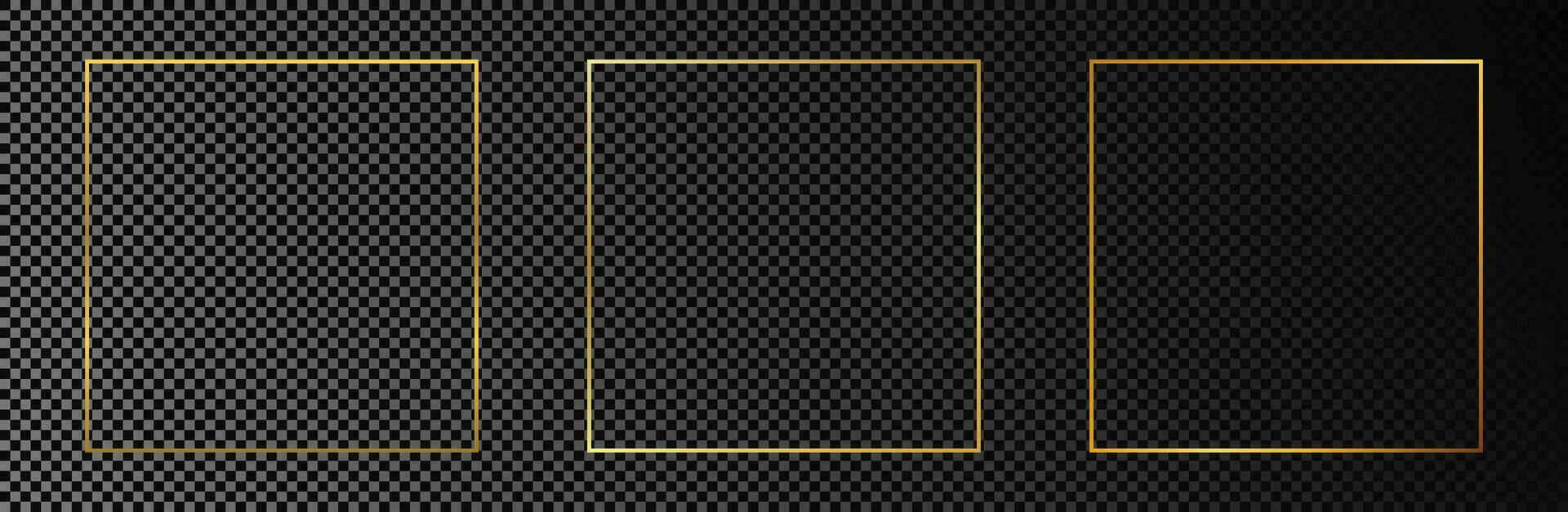 Gold glowing square frame vector