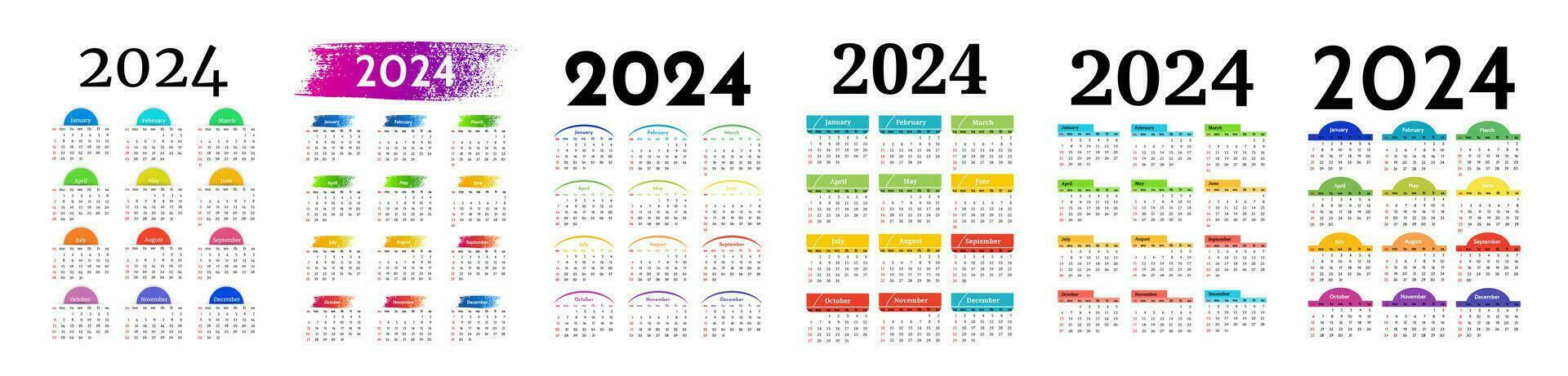 calendario para 2024 aislado en un blanco antecedentes vector