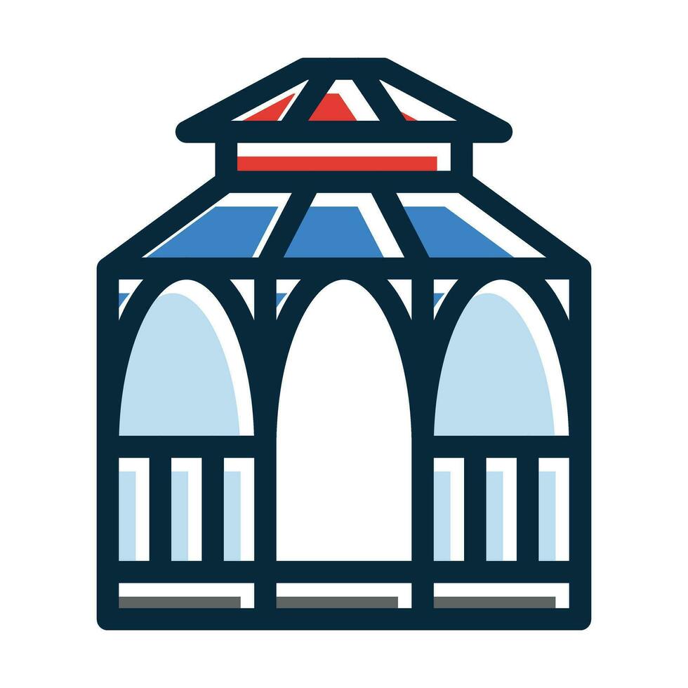 Gazebo Vector Thick Line Filled Dark Colors