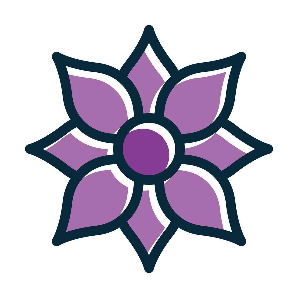 Flower Vector Thick Line Filled Dark Colors