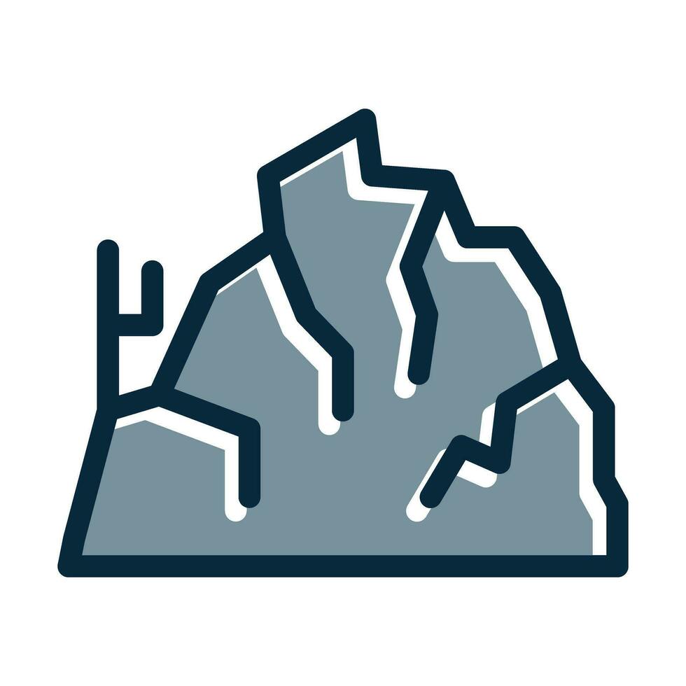 Rock Vector Thick Line Filled Dark Colors