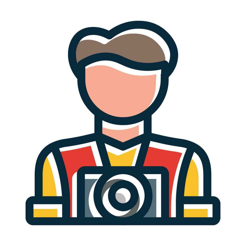 Tourist Vector Thick Line Filled Dark Colors