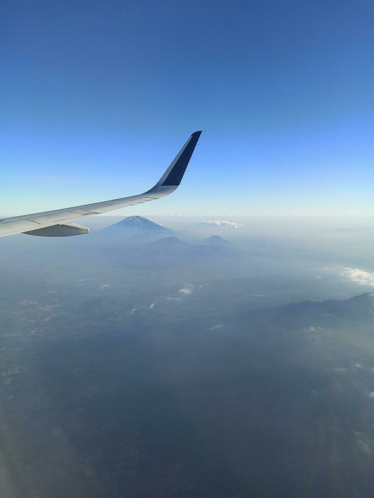 Aerial view from the commercial airplane window photo