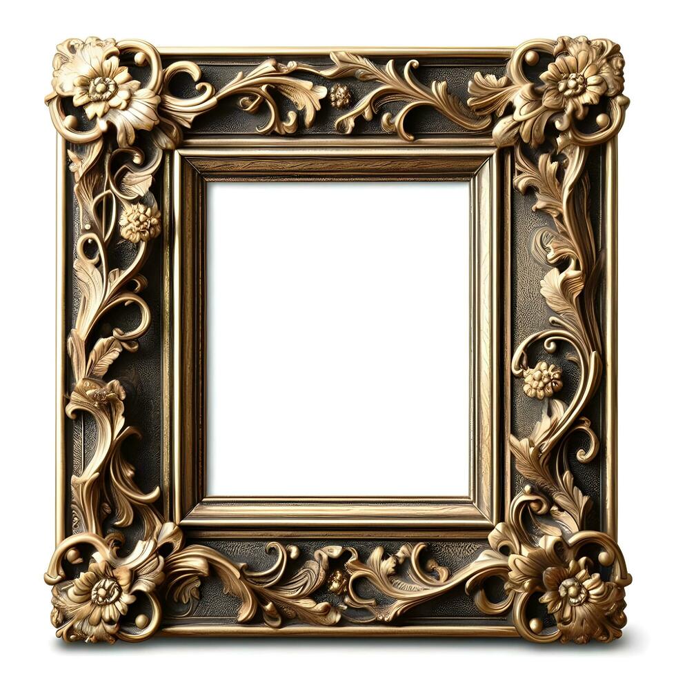 AI Generated Vintage Photo or Picture Frame White Background