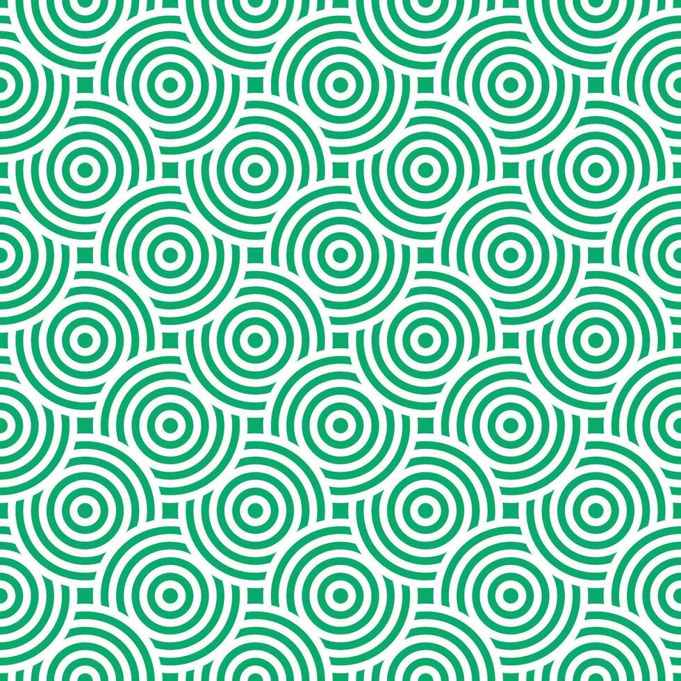 verde y blanco sin costura japonés estilo intersectando círculos espiral modelo vector