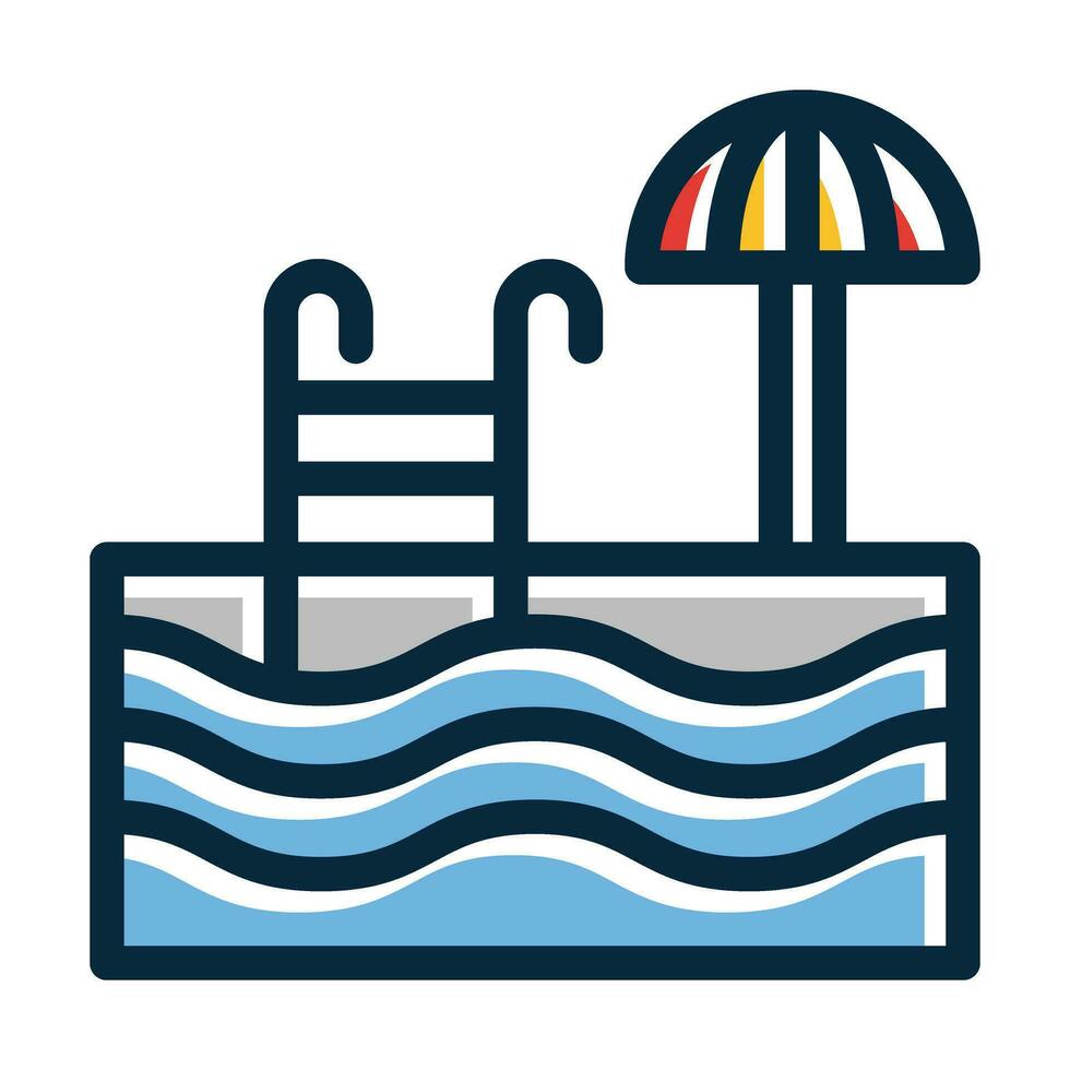 Swimming Pool Vector Thick Line Filled Dark Colors