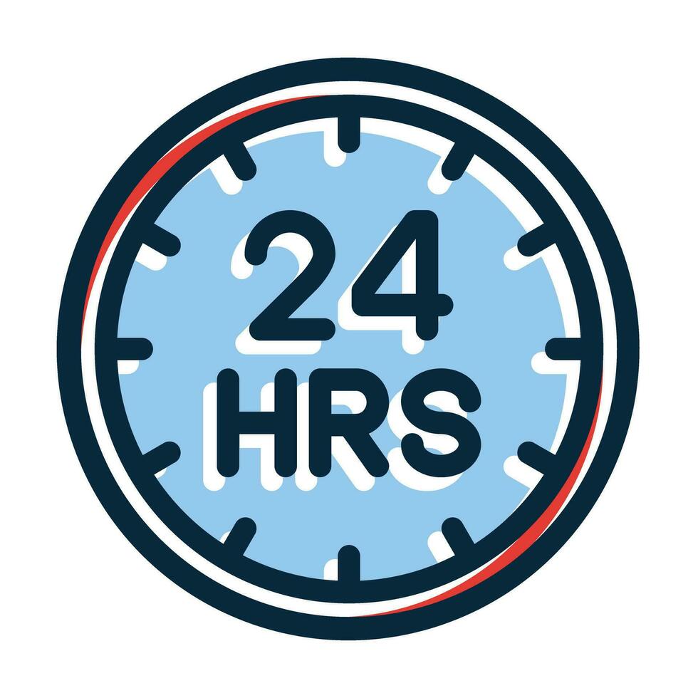 24 Hours Vector Thick Line Filled Dark Colors