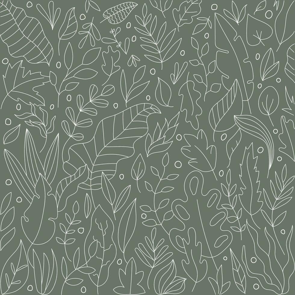 Plant doodle set. Hand drawn. Isolated on a dark background. vector