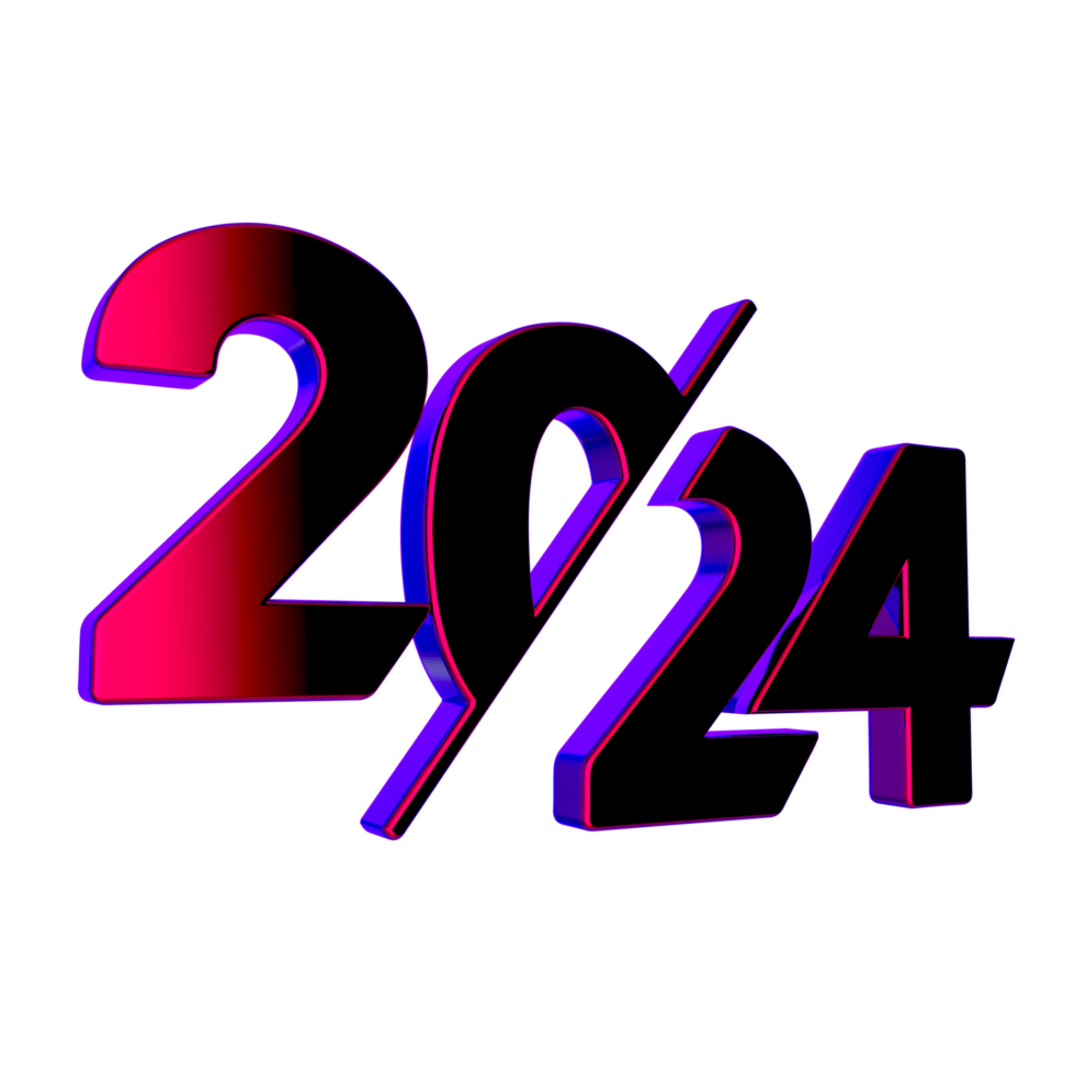 Happy new Year 2024 on transparent background png