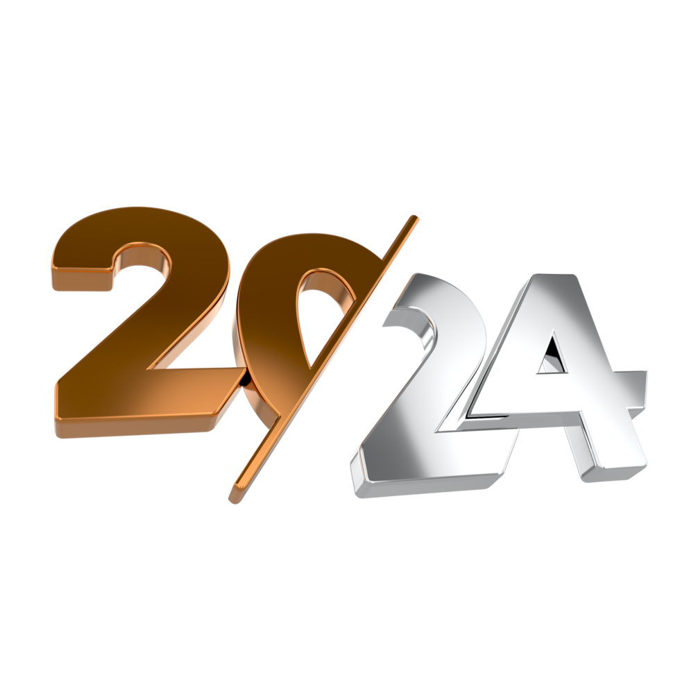 Happy new Year 2024 on transparent background png