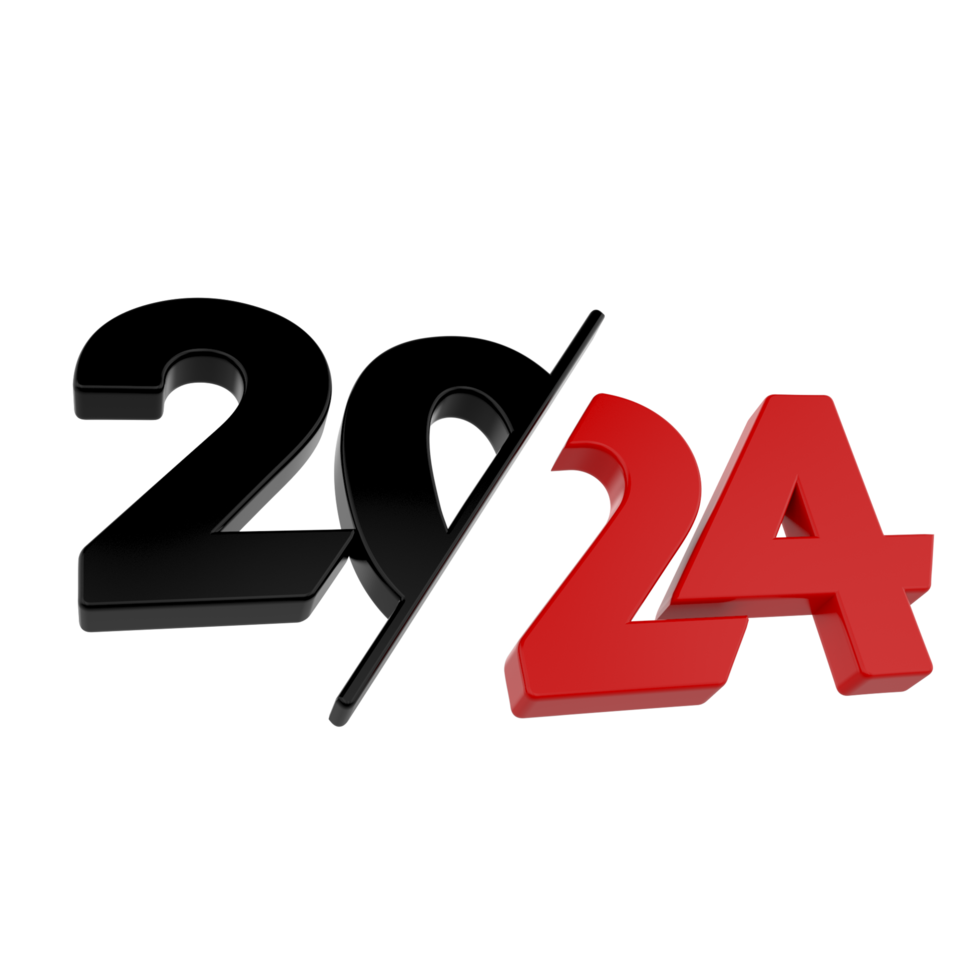 Happy new Year 2024 on transparent background png