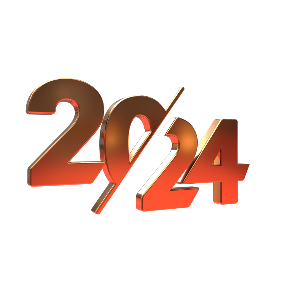 Happy new Year 2024 on transparent background png