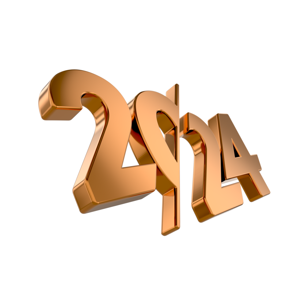 Happy new Year 2024 on transparent background png