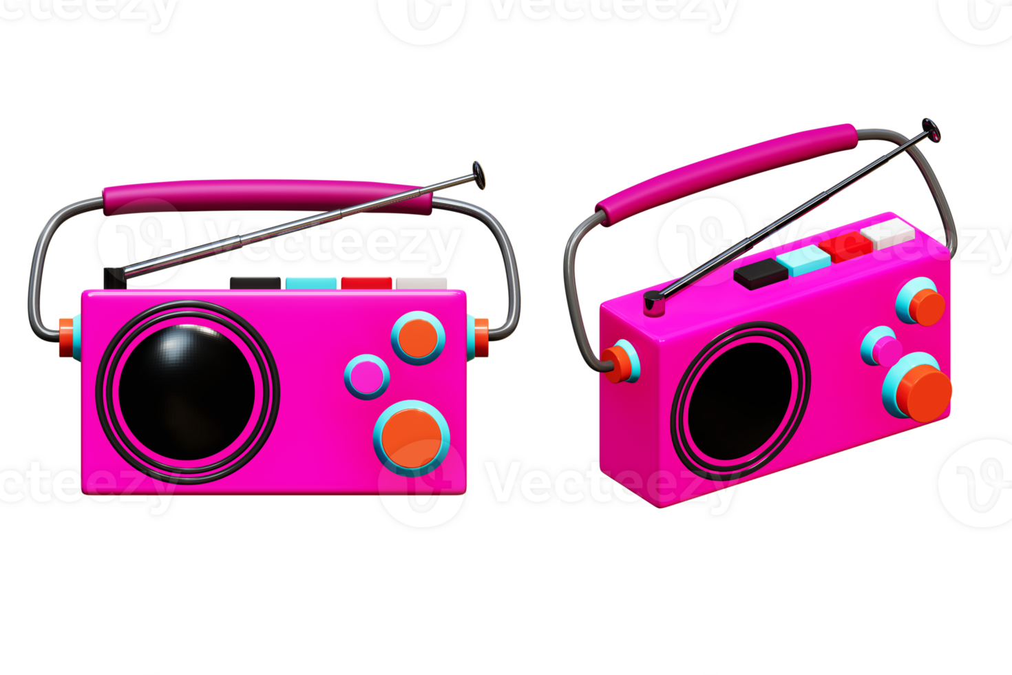 3D rendering of portable radio in colorful style png