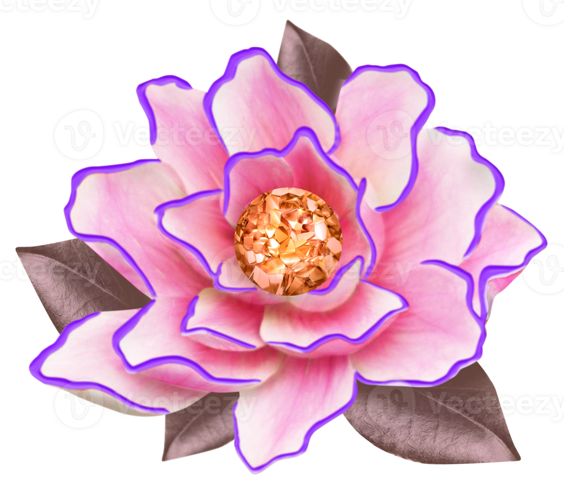 3D REPRESENTATION OF ARTIFICIAL FLOWER IN 3D, VERY VIVID AND COLORFUL PINK COLORS png