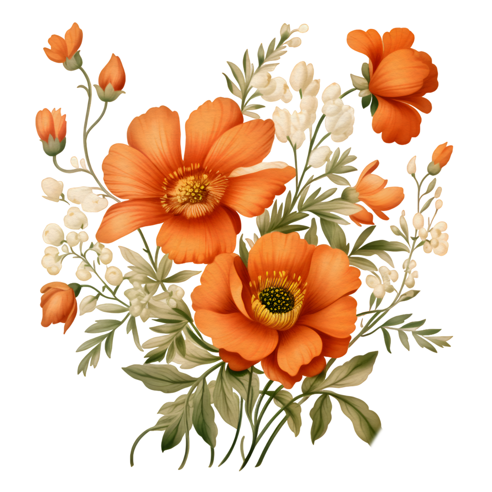 AI generated Orange flower tranparent background. png