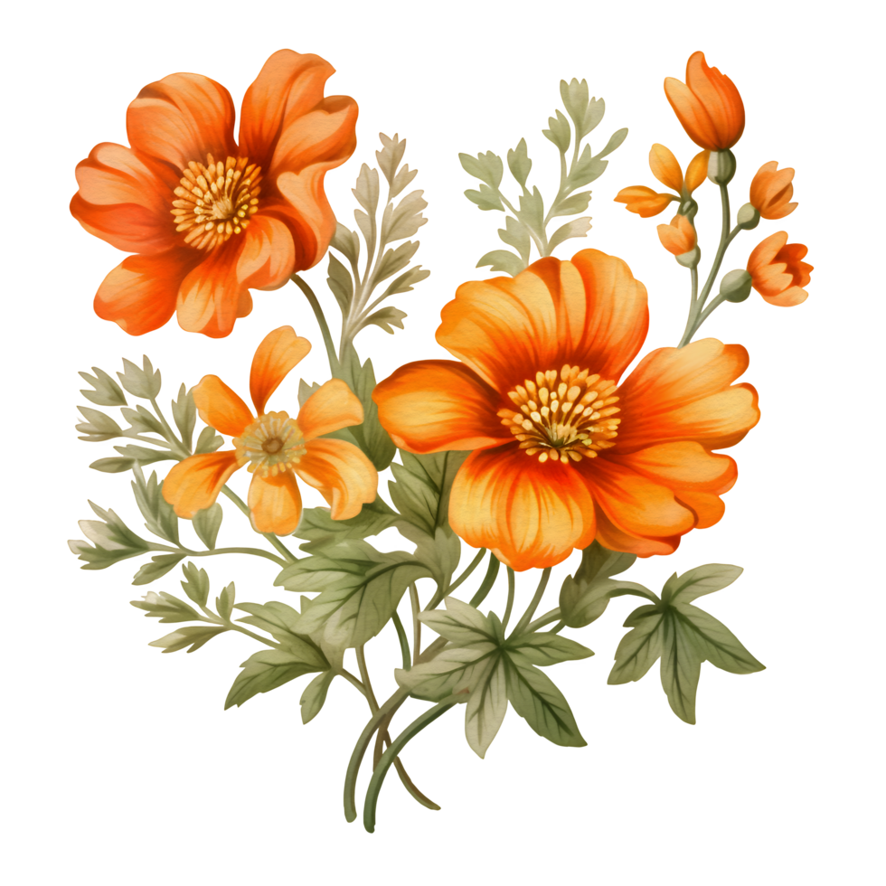 AI generated Orange flower tranparent background. png