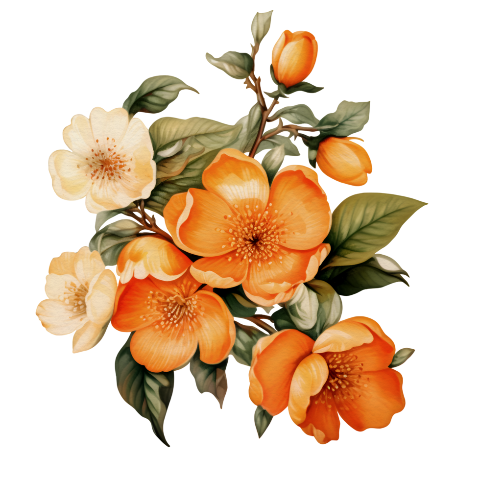 AI generated Orange flower tranparent background. png