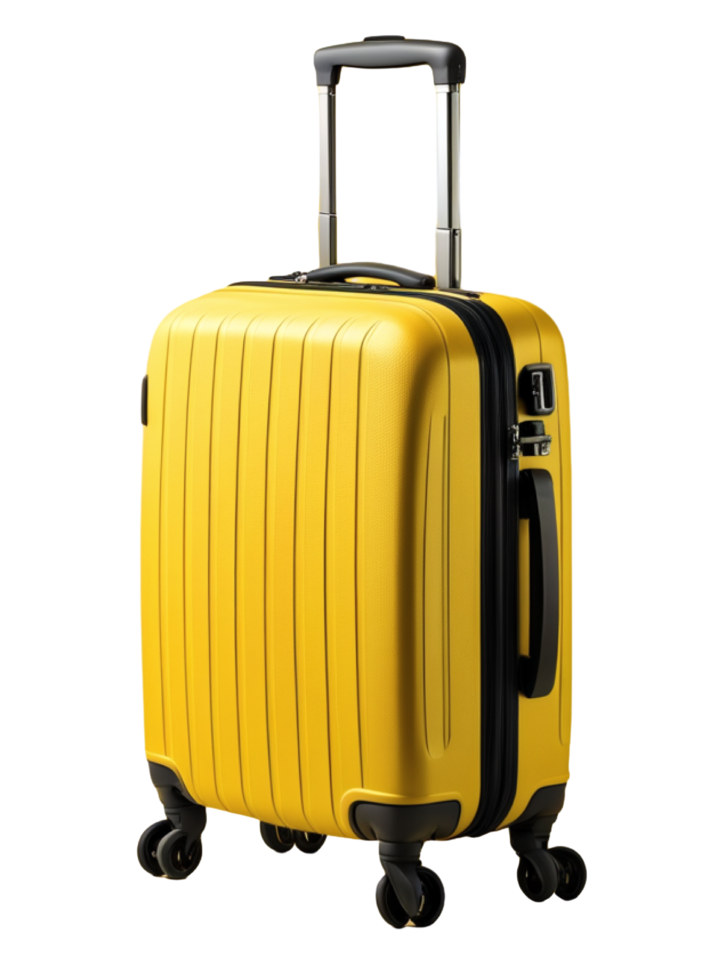 AI generated Travel Suitcase in Yellow Isolated on Transparent