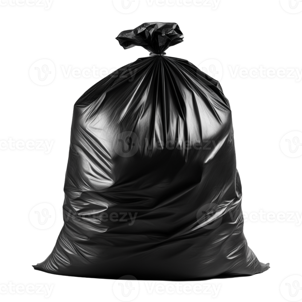 AI generated Black Garbage Bag Isolated on Transparent Background png