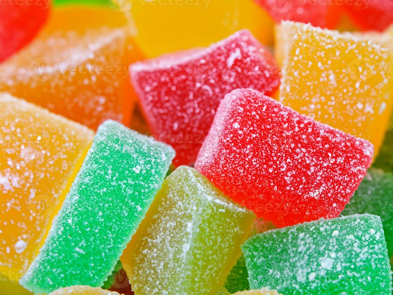 jelly candies in a pile of sugar. photo