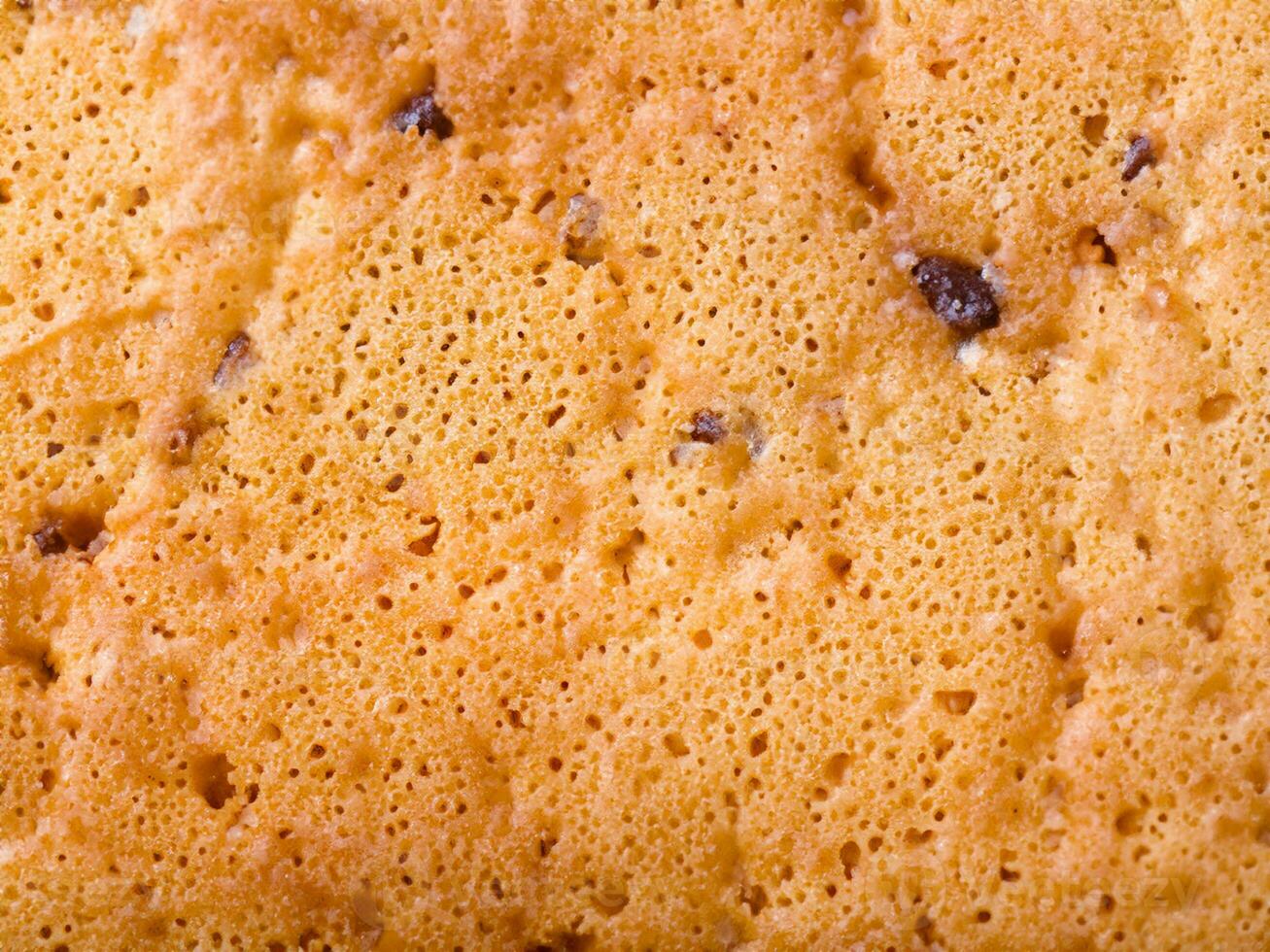 close up view on sponge cake texture photo