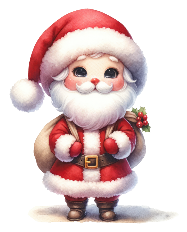 AI generated Santa Claus with a gift box isolated. png