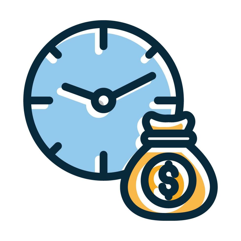 Time Is Money Vector Thick Line Filled Dark Colors