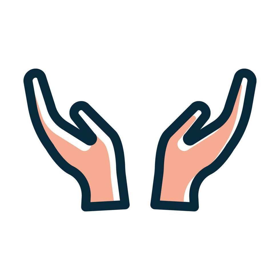 Hand Gesture Vector Thick Line Filled Dark Colors